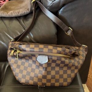 Brown Checkered Shoulder Bag